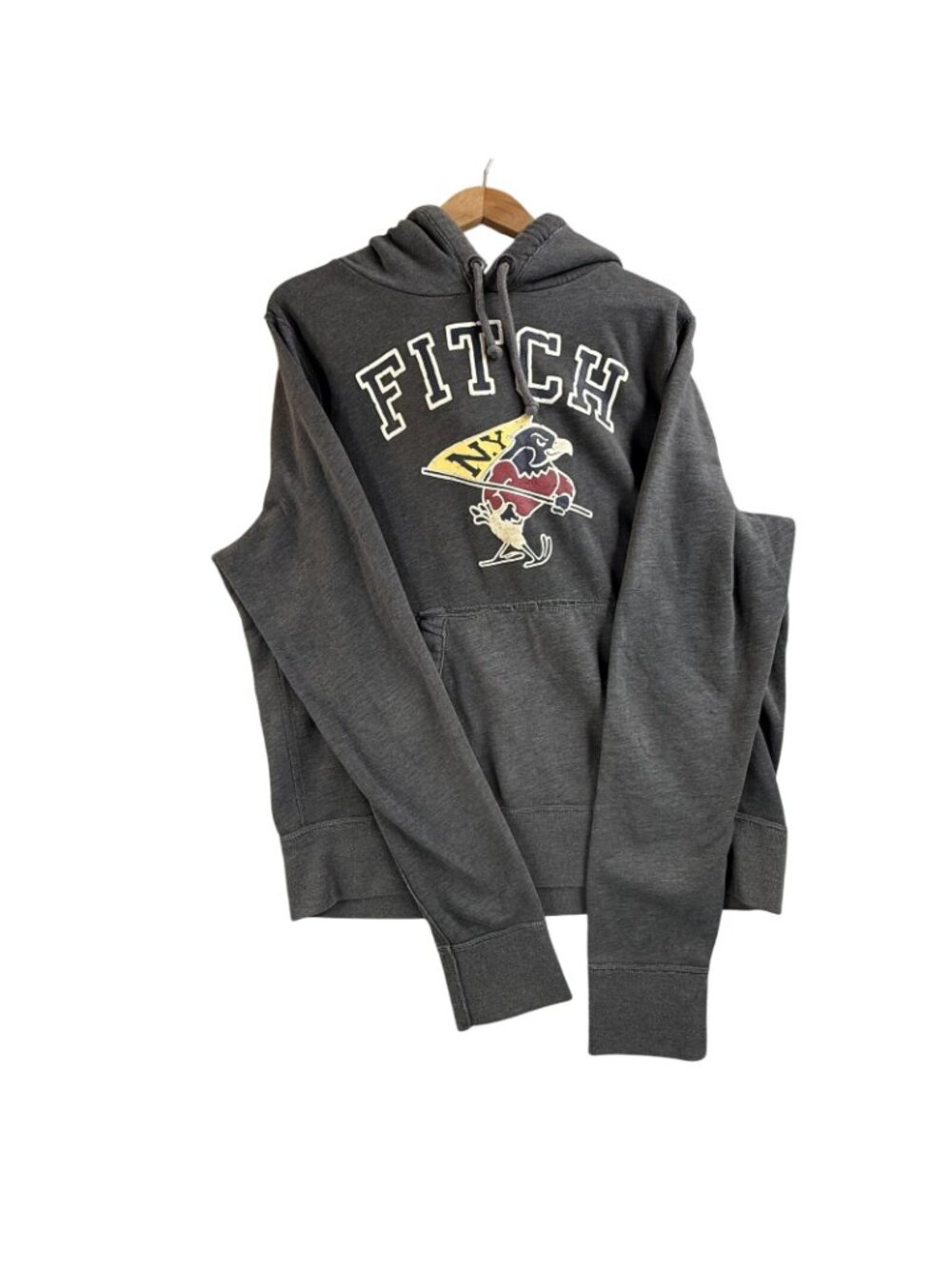 Vintage Abercrombie & Fitch Hoodie Men 2XL Gray Pullover Fleece Sweatshirt Fitch - Picture 7 of 14